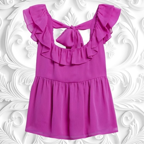 NWT! Banana Republic Purple Peplum Top With Ruffles And Tie in Back Size Large - Picture 5 of 5